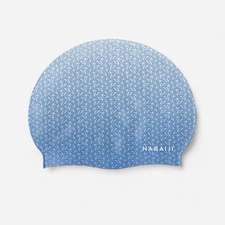 Gorro Natación Blanco Azul Geo Silicona Talla Única.Talla única Azul