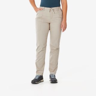 Pantalón de montaña y trekking algodón Mujer Quechua NH900.46 (L31) beige