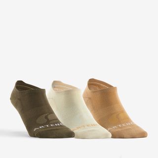 Calcetines cortos de deporte Artengo RS 160 marrón beige lote de 3 pares.43/46 Marrón