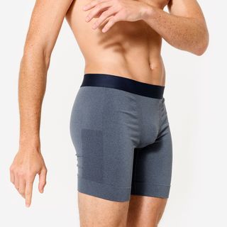 Bóxer Hombre Azul Jaspeado Largo Sin Costuras.XL Azul
