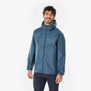 Chubasquero de montaña y trekking cremallera entera Hombre Quechua Raincut.3XL Azul