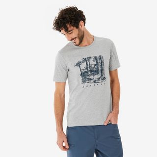 Camiseta de montaña y trekking manga corta Hombre Quechua NH100.M Gris