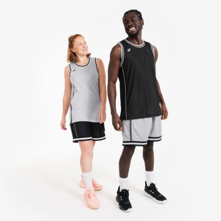 Camiseta de baloncesto sin mangas reversible adulto TKR 500 negro banco.3XL Blanco