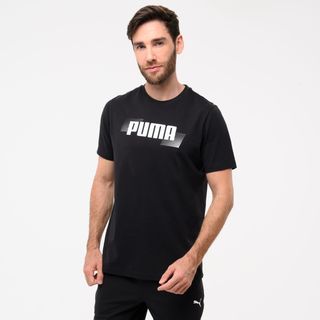 Camiseta Puma Hombre Negro Algodón Manga Corta.M Negro