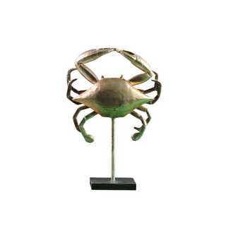 CRABE 0327087 DECORATIF EN RESINE POSER AVEC SUPPORT METAL 22*10*32cm