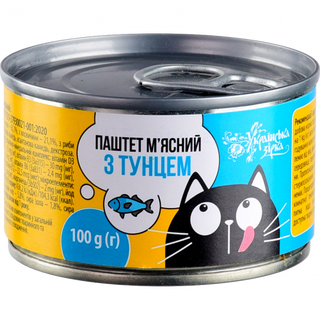 Корм д/котів Українська Зірка 100 г з/б Паштет м'ясний з тунцем