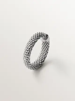 Anillo de plata 925 con textura de malla - Talla 13