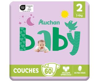 Pañal Auchan Baby T2 3-6Kg X60