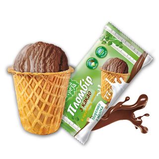 Helado Plombir con cacao en cono de barquillo, 70 g