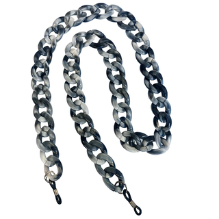 Chainette de lunettes marbrée noire et grise à maillons épais
