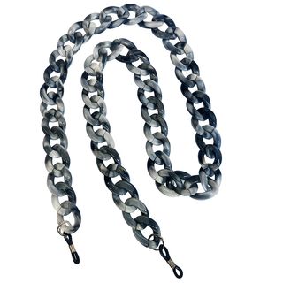 Chainette de lunettes marbrée noire et grise à maillons épais