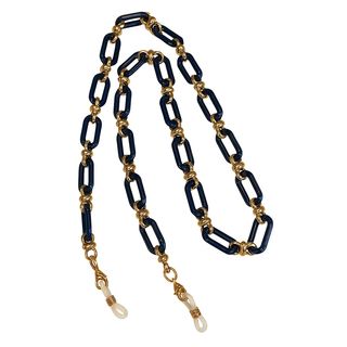 Chainette de lunettes noire et or à maillons rectangulaires