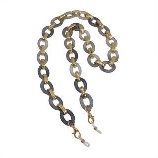 Chainette de lunettes noire et grise avec finitions dorées