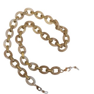 Chainette de lunettes beige et or à maillons ronds