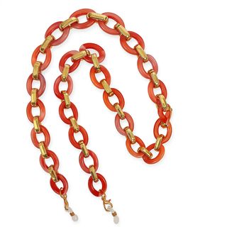 Chainette de lunettes rouge et or à maillons ronds