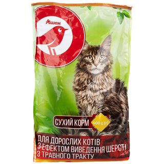 Корм сухий для котів Auchan для виведення шерсті 400г