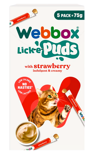 Webbox Lick-e-Puds Gâteries pour chats – Fraise 5 paquet