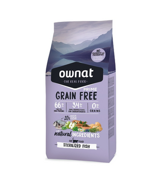 Ownat Grain Free Prime Aliment Sec pour Chat Sterilized fish(poisson) 3 Kg