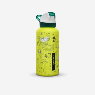 Cantimplora de montaña y trekking apertura rápida y pipeta aluminio 0'6L Quechua.Talla única Amarillo