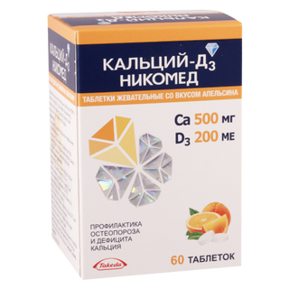 კალცი-D3 ნიკომედი საღ.ტაბ.ფორთ.(500მგ+200სე) N60