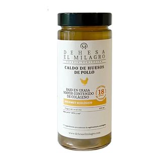Caldo de huesos de pollo alto en colágeno bajo en grasa 550ml Dehesa El Milagro ECO