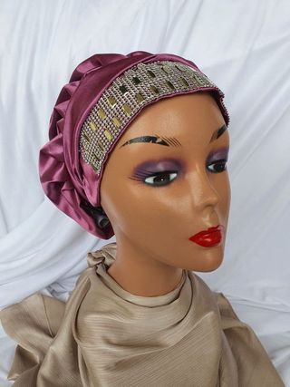 Satin Bonnet (Embellished) – Regal Purple