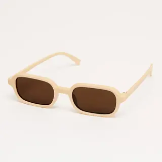 Lunette de soleil rectangulaire monture beige et marron