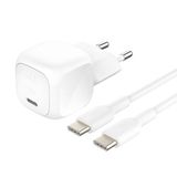 Cargador de pared compacto Belkin BoostCharge USB-C 20W Blanco + Cable USB-C de 1m