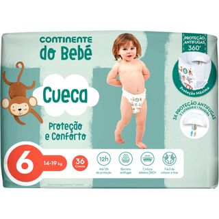 Fraldas Cueca Proteção e Conforto 14-19kg T6 Continente do Bebé (emb. 36 un)