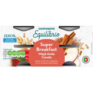 Iogurte Pedaços Super Breakfast Maçã, Aveia e Canela Continente Equilíbrio (emb. 500 gr (4 un))