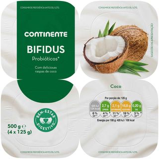 Iogurte Bifidus Coco Continente (emb. 500 gr (4 un))