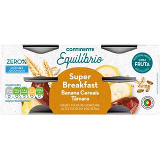 Iogurte Pedaços Super Breakfast Banana, Cereais e Tâmara Continente Equilíbrio (emb. 500 gr (4 un))