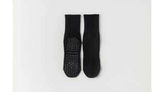 წინდები, Mid-Calf Yoga Socks Non-Slip Silicone Crew for Indoor, შავი