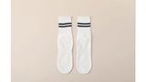 წინდები, Mid-Calf Yoga Socks Non-Slip Silicone Crew for Indoor, თეთრი ზოლიანი