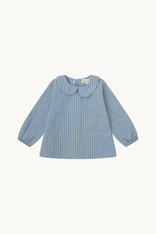 Blusa Cuello Bebé Rayas Azul Y Verde 6 M