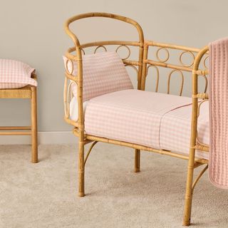 Sábana De Algodón 180 Hilos Cuadros Vichy Kimcuad Rosa Cuna 60cm