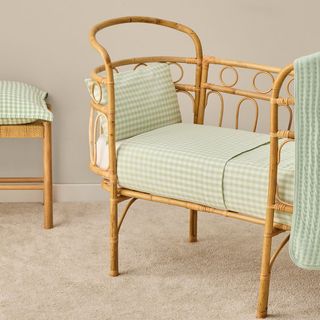 Sábana De Algodón 180 Hilos Cuadros Vichy Kimcuad Verde Cuna 60cm