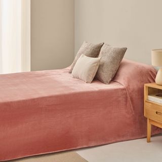 Manta Polar Con Borreguito Y Acabado Decorativo Flic Rosa 240x220 cm