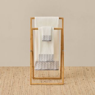 Toalla De Baño De Rizo De Algodón Zigzag Etgrito Blanco 90x150 cm