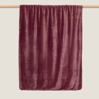 Plaid Polar Con Borreguito Y Detalle Decorativo Flic Granate Vino 120x180 cm