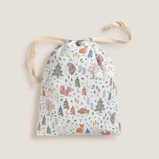 Bolsa De Merienda De Algodón Estampado De Bosque Bosqui Blanco 25x35 cm