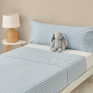 Sábana De Algodón 180 Hilos Cuadros Vichy
 Kimcuad Azul cama 80-90cm