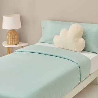 Funda Nórdica De Algodón Percal 180 Hilos A Rayas
 Reli Azul Aqua cama 80-90cm