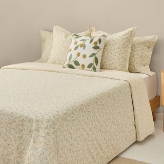 Funda Nórdica De Algodón 180 Hilos Hojas Senolio Verde cama 80-90cm