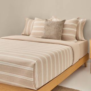 Funda Nórdica De Punto De Algodón 150G Rayas Punri Marron Beige cama 135-140cm