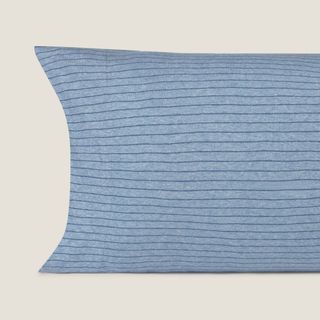 Funda De Almohada De Punto De Algodón A Rayas Punra Azul 45x105 cm