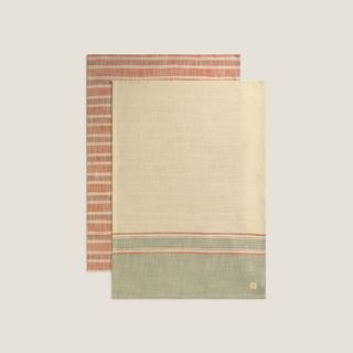 Set De 2 Trapos De Algodón Con Rayas Tejidas Beca Marron 50x70 cm