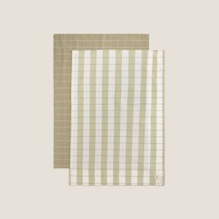 Set 2 Trapos De Algodón Con Cuadros Lan Verde 50x70 cm