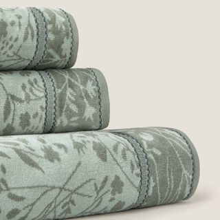 Toalla De Baño De Rizo De Algodón Jacquard Floral Florat Verde 90x150 cm