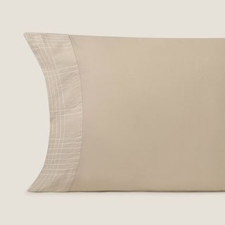 Funda De Almohada De Algodón 180 Hilos Cuadros Ritcuad Marron Beige 50x75 cm